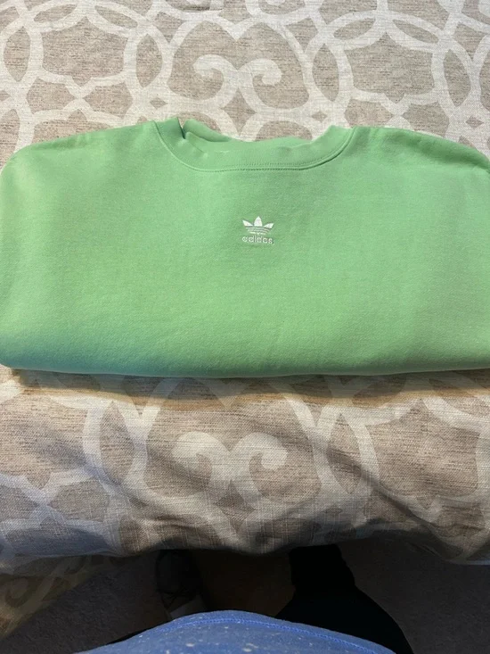 Light Green Adidas Cropped Sweatshirt with Small Embroidered Logo - Picture 8 of 8